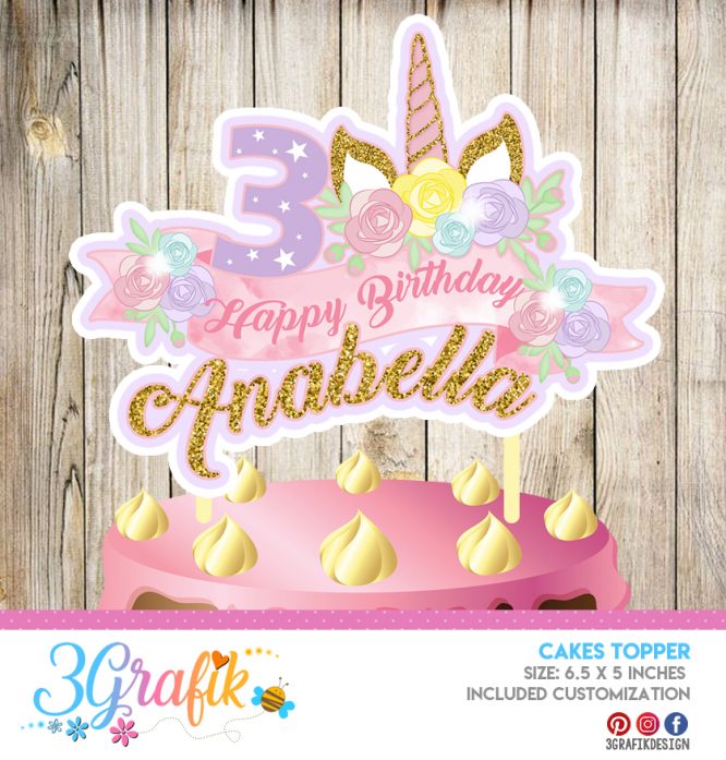 Unicorn – Cupcake Topper – Printable