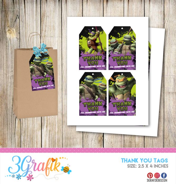 Ninja Turtles Printables – Thank You Tags – Printable