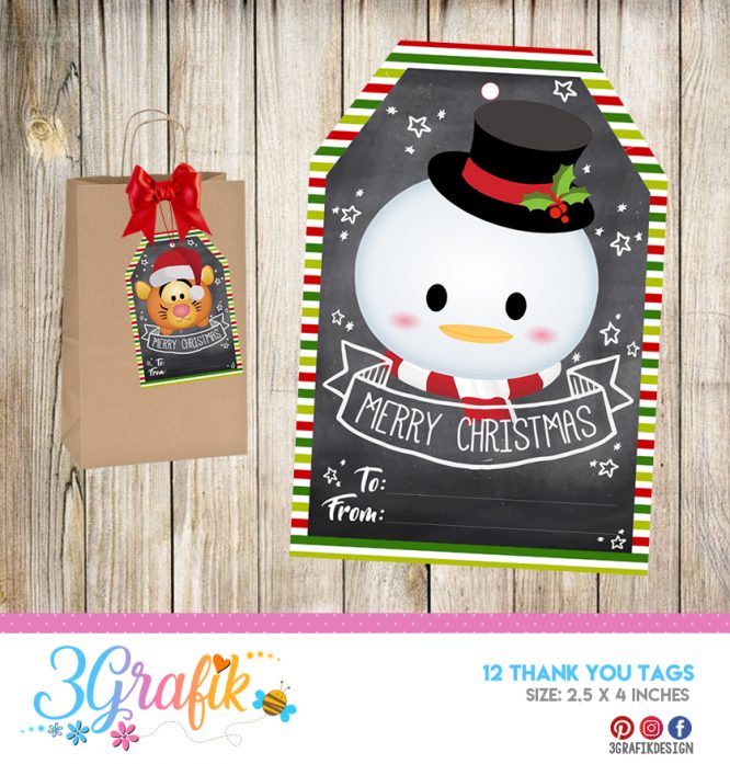 Tsum Tsum Merry Christmas – Thank You Tags – Printable