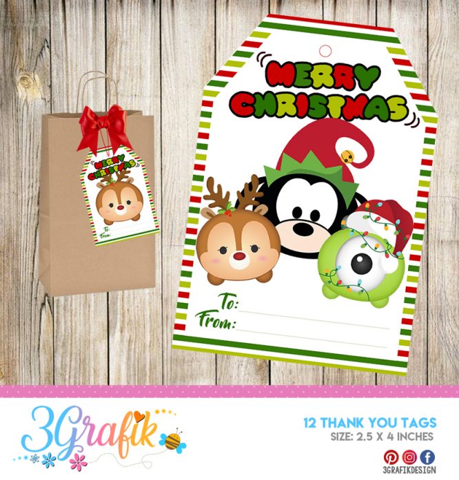 Tsum Tsum Merry Christmas – Thank You Tags – Printable
