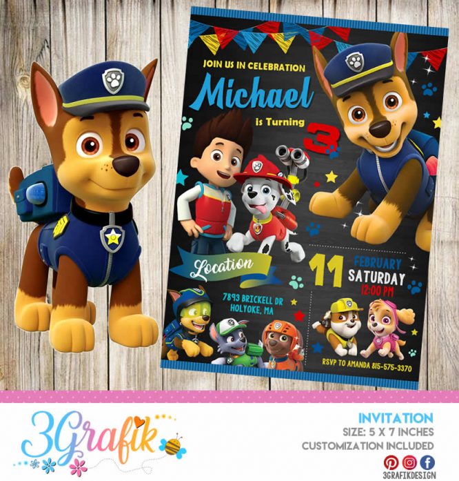 Paw Patrol Boy – Invitation – Printable