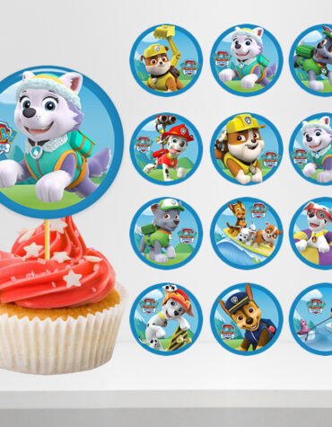 Paw Patrol Cupcake Toppers – Printable Party Decorations for Kids Birthday (Instant Download)