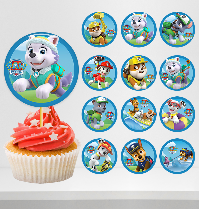 Paw Patrol Cupcake Toppers – Printable Party Decorations for Kids Birthday (Instant Download)