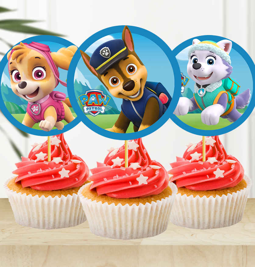 Paw Patrol Cupcake Toppers – Printable Party Decorations for Kids Birthday (Instant Download)