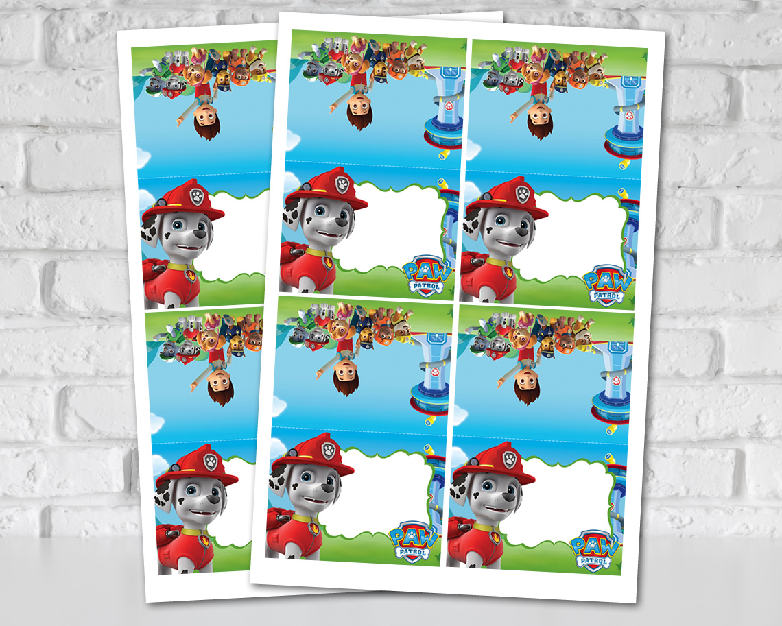 Paw Patrol Food Tent Cards – Instant Download