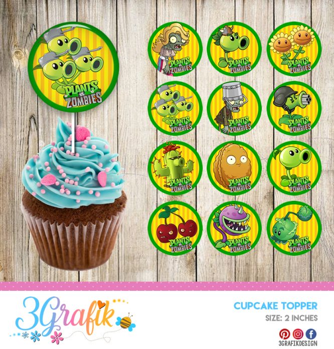 Plants Vs Zombies – Cupcakes Topper – Printable