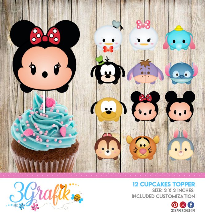Tsum Tsum – Cupcake Topper – Printable