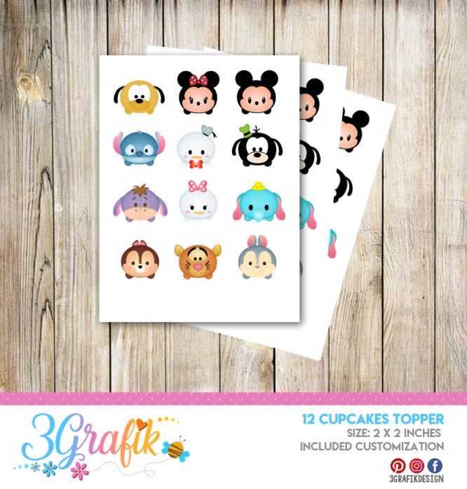 Tsum Tsum – Cupcake Topper – Printable