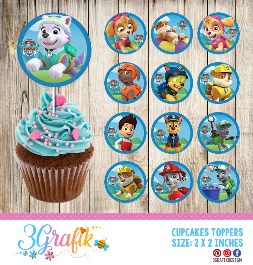 Drik Maleri Bot Paw Patrol – Cupcake Topper – Printable - 3Grafik