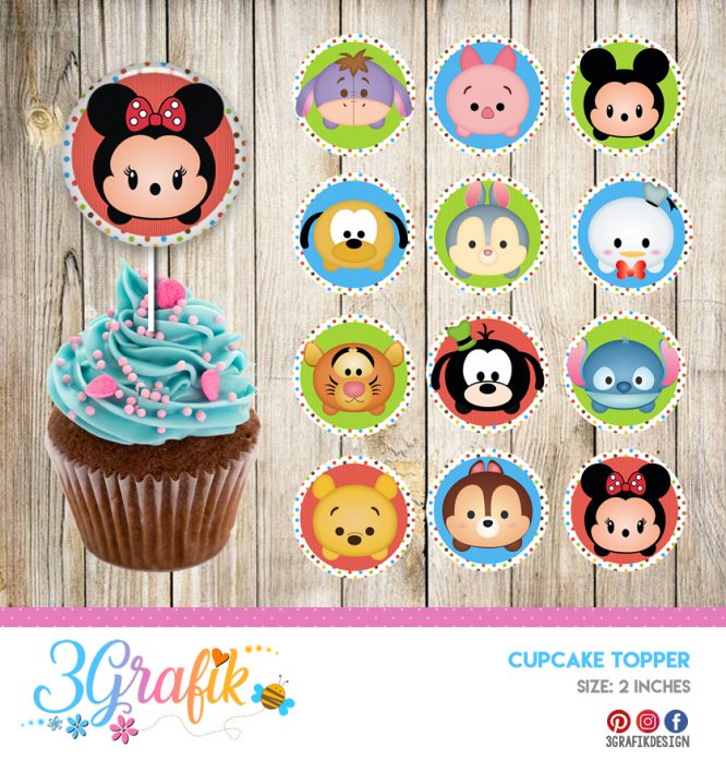 Tsum Tsum – Cupcake Topper – Printable