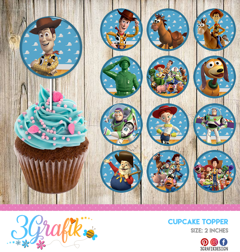 Toy Story – Cupcake Topper Printable – 3Grafik | Printable products for yours | Invitations, Cupcakes & more