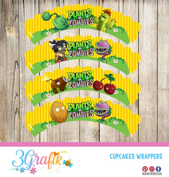 Plants Vs Zombies – Cupcake Wrapper – Printable