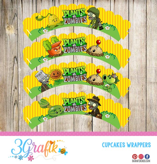 Plants Vs Zombies – Cupcake Wrapper – Printable