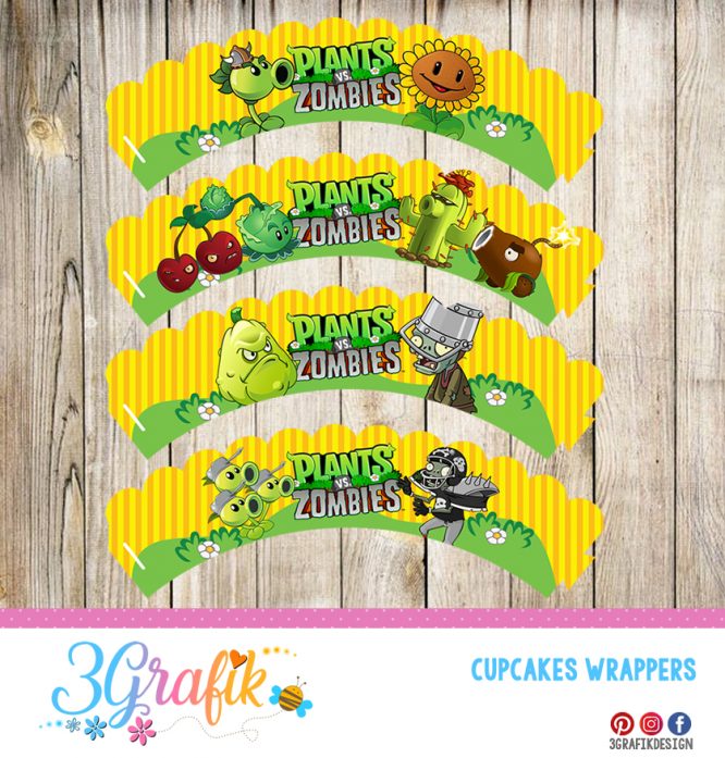 Plants Vs Zombies – Cupcake Wrapper – Printable
