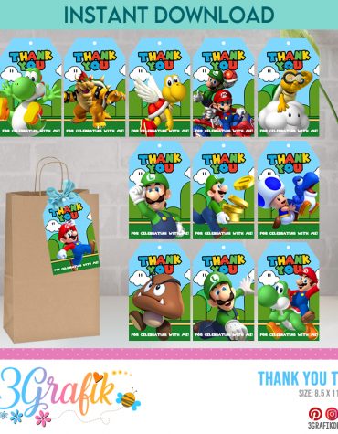 Super Mario Bros – Thank You Tags – Printable