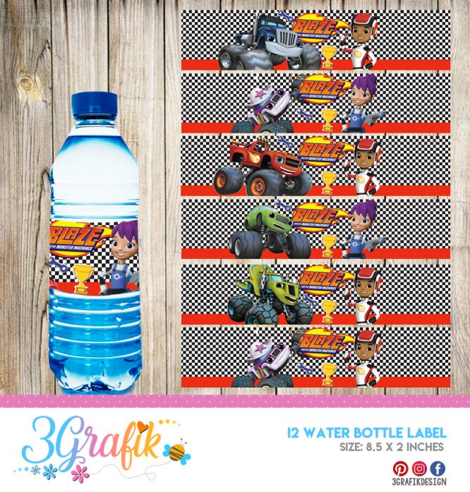 Blaze and the Monster Machines – Water Bottle Label – Printable