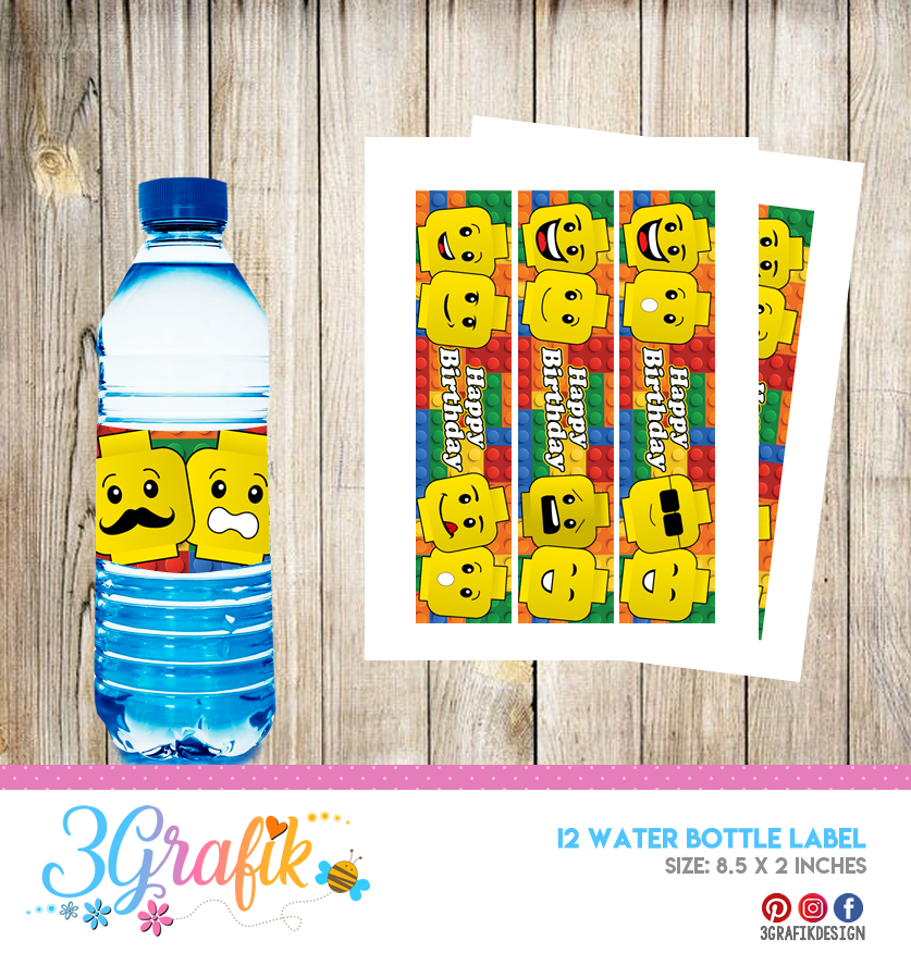 Colorful Elephant Cartoon Kids Birthday Water Bott Water Bottle Label