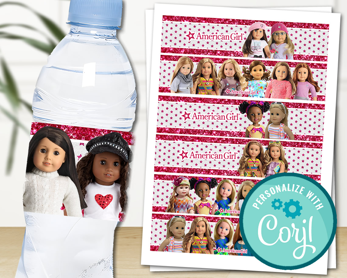 American Girl Water Bottle Labels
