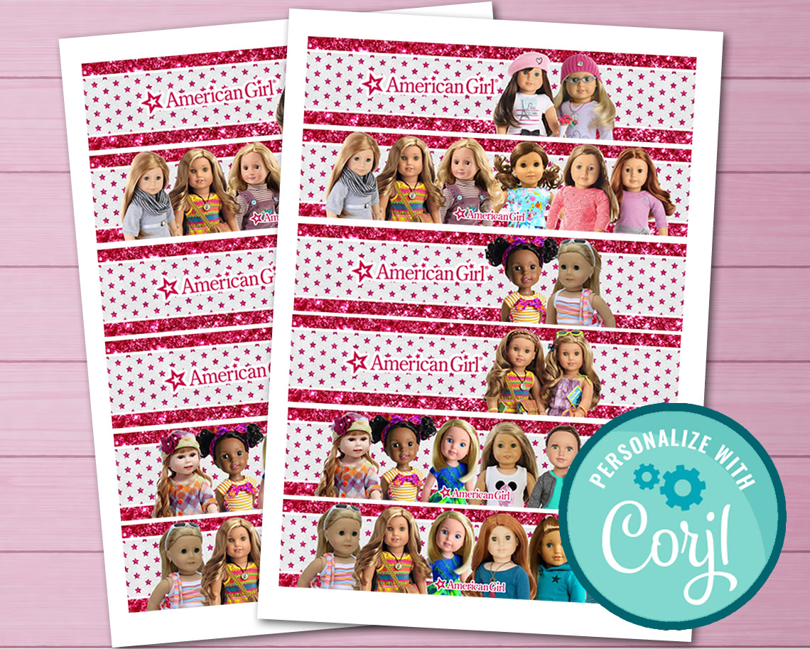 American Girl Water Bottle Labels