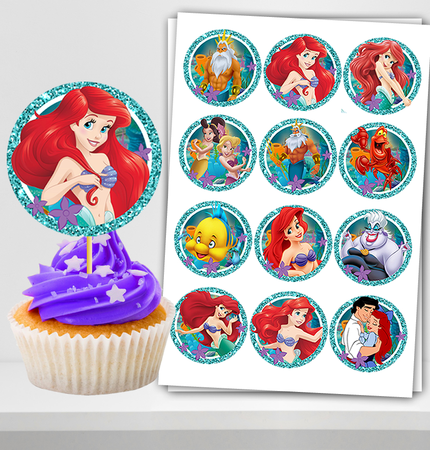 Ariel The Little Mermaid Cupcake Toppers