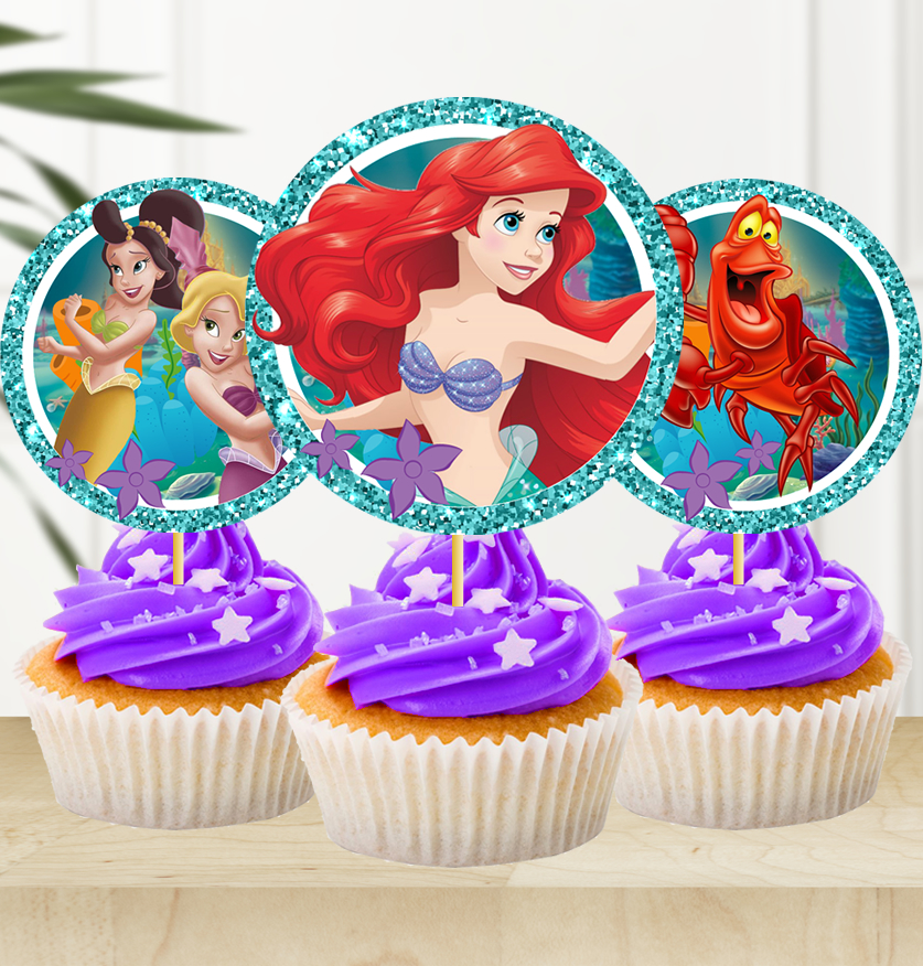Ariel The Little Mermaid Cupcake Toppers