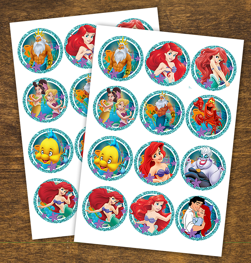 Ariel The Little Mermaid Cupcake Toppers