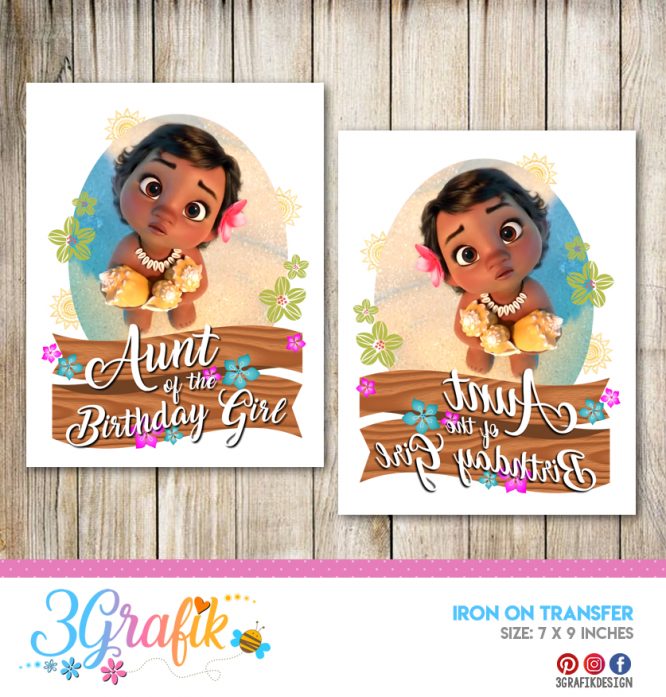 Moana - Aunt of the Birthday girl – Iron on Transfer – Printable