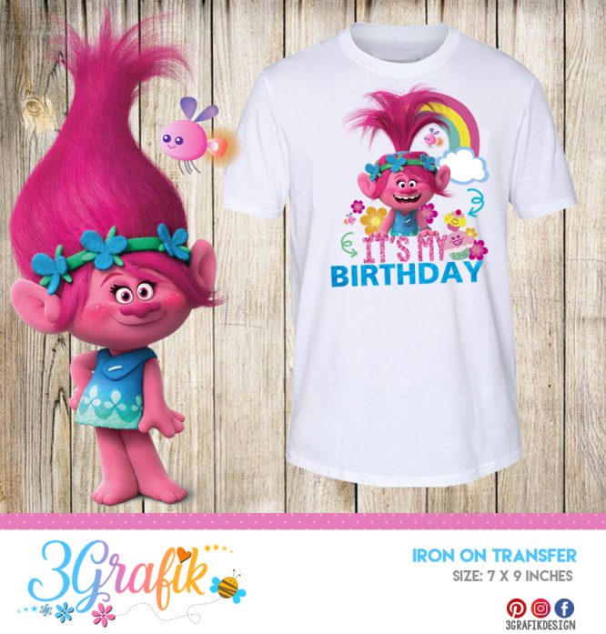 Trolls Birthday Girls – Iron on Transfer – Printable