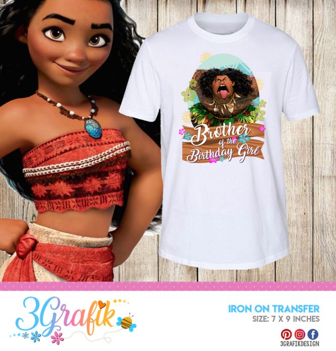 Moana - Brother of the Birthday girl – Iron on Transfer – Printable
