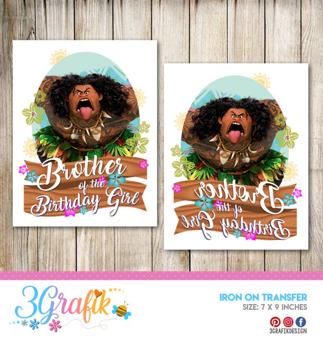 Moana - Brother of the Birthday girl – Iron on Transfer – Printable