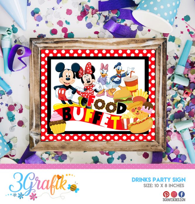 Mickey Mouse – Food Party Sign – Printable