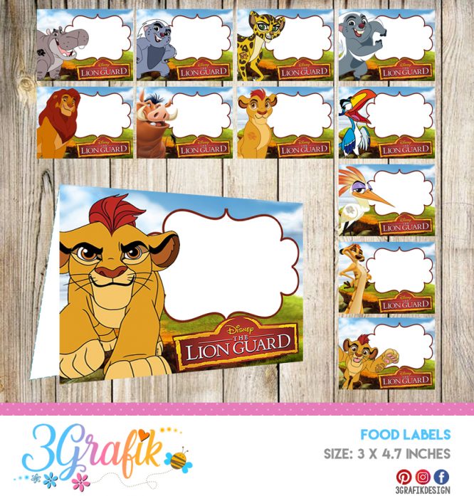 The Lion Guard – Food Tent Cards– Printable