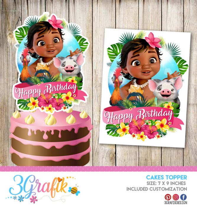 Moana – Cake Topper Pennant – Printable