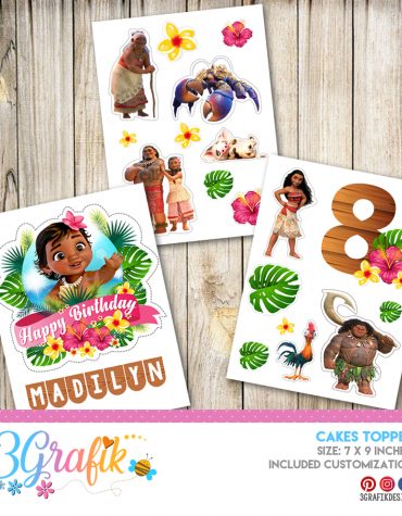 Moana – Cake Topper Pennant – Printable – 3Grafik | Printable products for yours Party"s ...
