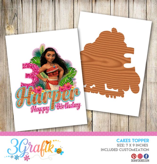 Moana – Cake Topper Pennant – Printable