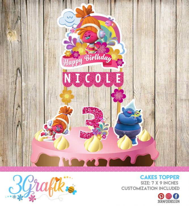 Trolls – Cake Topper Pennant – Printable