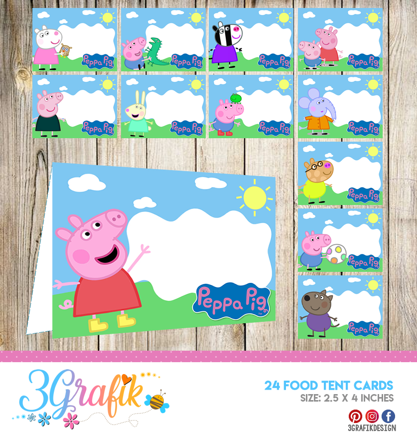 peppa pig food tent cards printable 3grafik