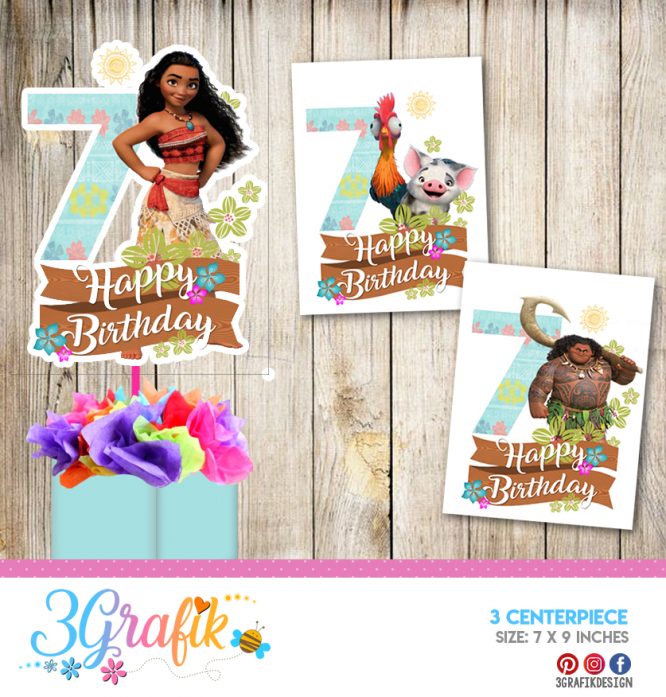 Moana 7th – Centerpiece – Printable