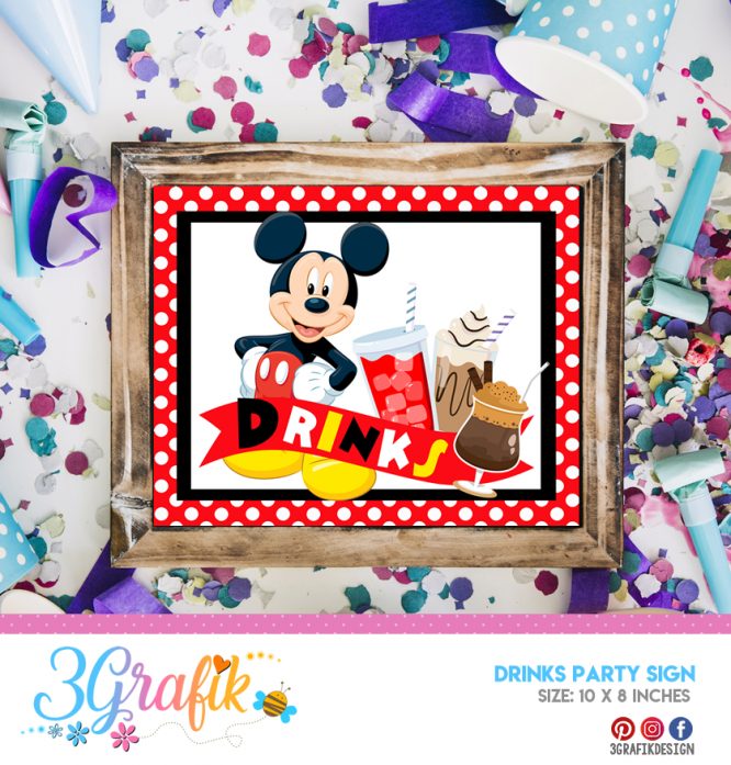 Mickey Mouse – Drinks Party Sign – Printable
