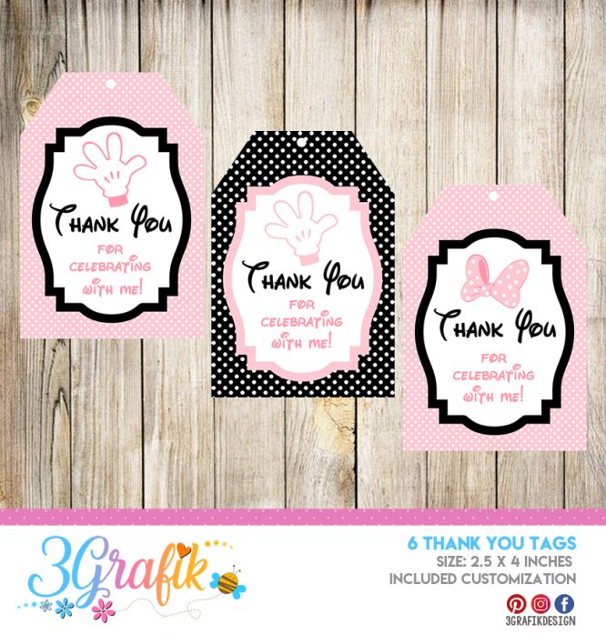 Minnie Mouse – Thank You Tags – Printable