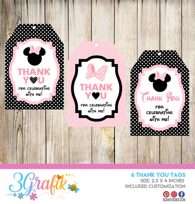 Minnie Mouse – Thank You Tags – Printable
