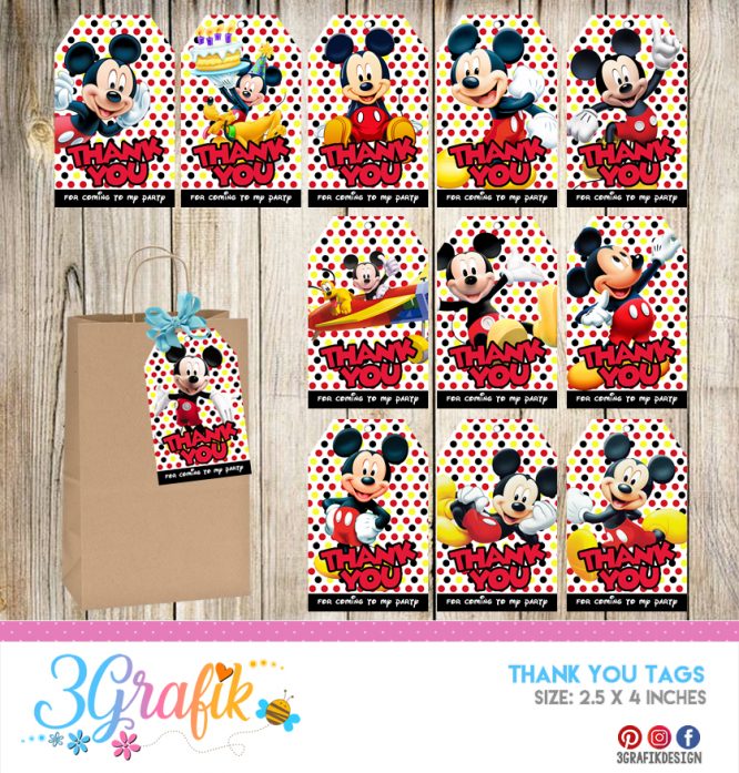 Mickey Mouse – Thank You Tags – Printable