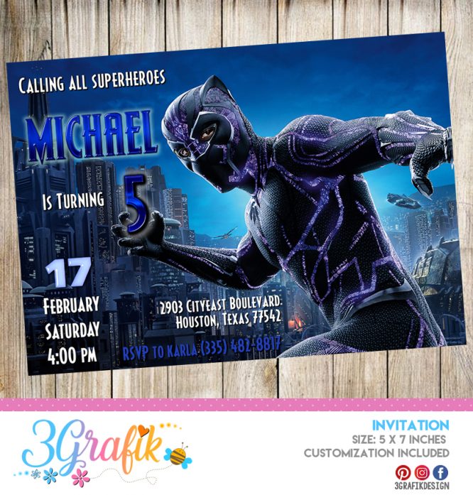 Black Panther Avengers Invitation Printable