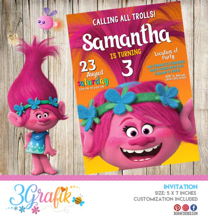 Trolls – Invitation – Printable