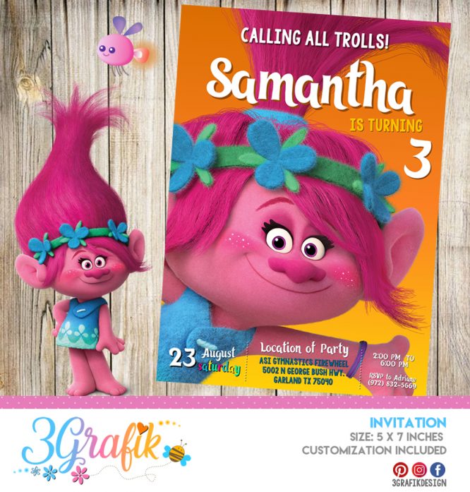 Trolls – Invitation – Printable