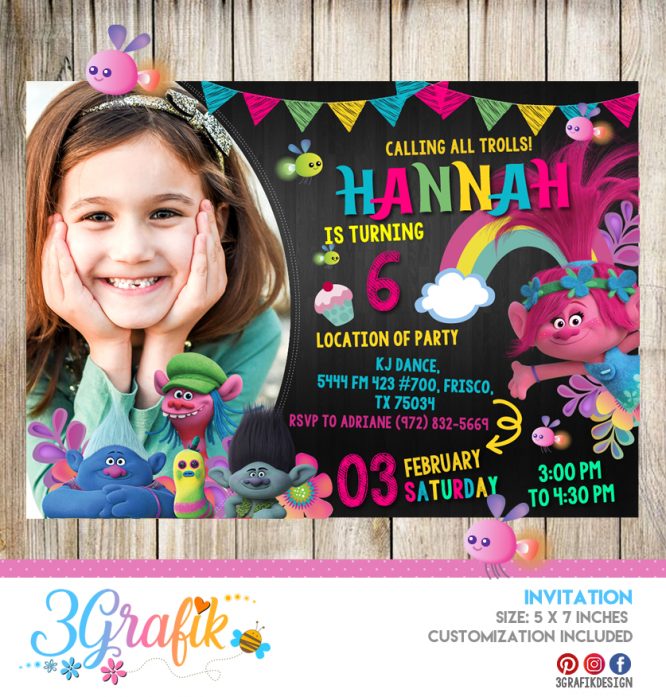 Trolls – Invitation – Printable
