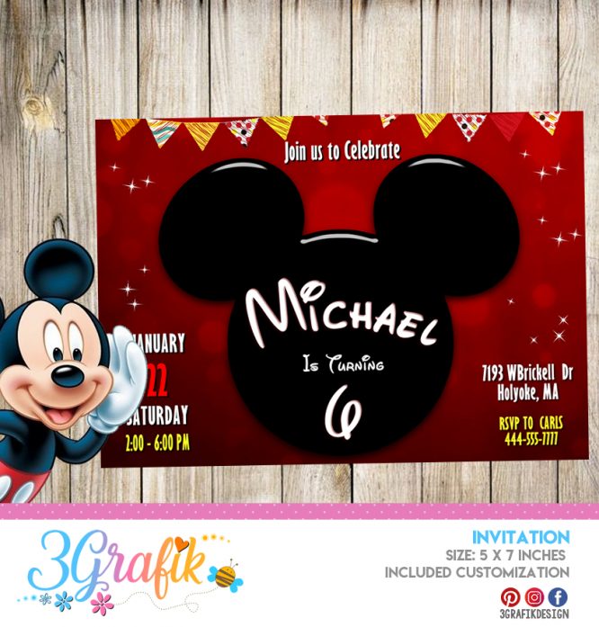 Mickey Mouse – Invitation – Printable