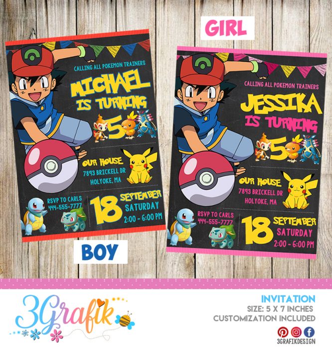 Pokemon – Invitation – Printable