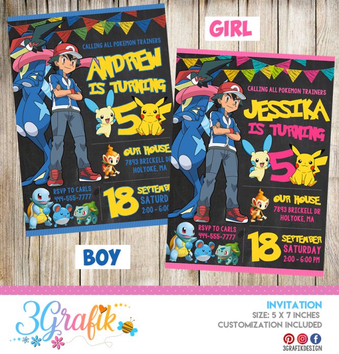 Pokemon – Invitation – Printable