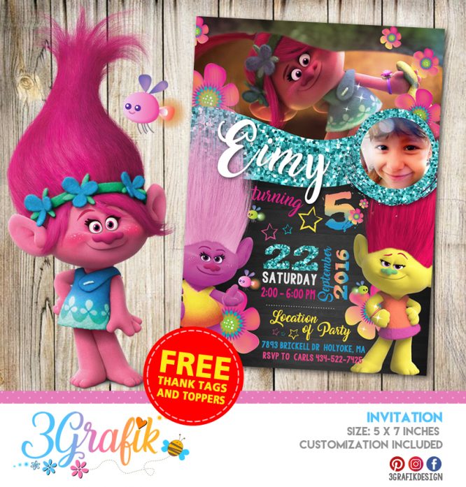 Trolls – Invitation – Printable